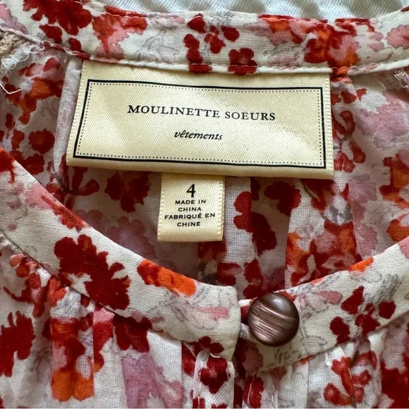 Moulinette Soeurs Anthropologie Peplum Floral Blouse, Size 4 - Picture 4 of 10
